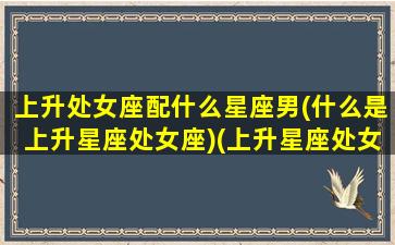 上升处女座配什么星座男(什么是上升星座处女座)(上升星座处女男与什么星座最配)