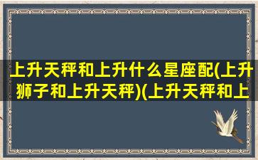 上升天秤和上升什么星座配(上升狮子和上升天秤)(上升天秤和上升狮子的区别)