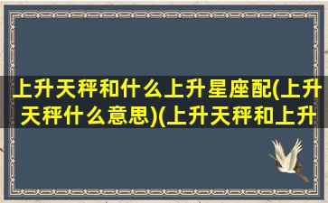 上升天秤和什么上升星座配(上升天秤什么意思)(上升天秤和上升天秤配吗)