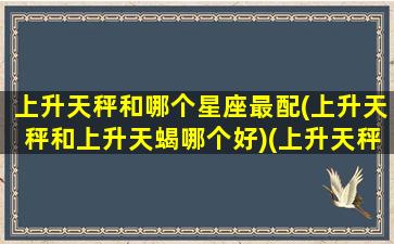 上升天秤和哪个星座最配(上升天秤和上升天蝎哪个好)(上升天秤和天蝎合适吗)