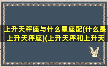 上升天秤座与什么星座配(什么是上升天秤座)(上升天秤和上升天秤配吗)