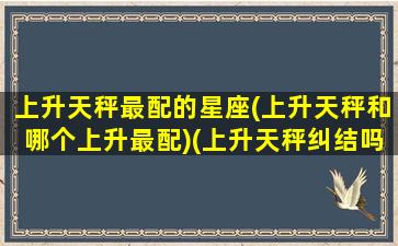 上升天秤最配的星座(上升天秤和哪个上升最配)(上升天秤纠结吗)