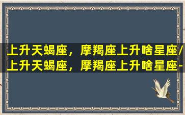 上升天蝎座，摩羯座上升啥星座/上升天蝎座，摩羯座上升啥星座-我的网站