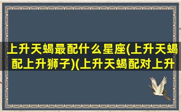 上升天蝎最配什么星座(上升天蝎配上升狮子)(上升天蝎配对上升什么好)