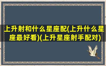 上升射和什么星座配(上升什么星座最好看)(上升星座射手配对)