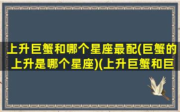 上升巨蟹和哪个星座最配(巨蟹的上升是哪个星座)(上升巨蟹和巨蟹的区别)