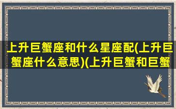 上升巨蟹座和什么星座配(上升巨蟹座什么意思)(上升巨蟹和巨蟹座配吗)