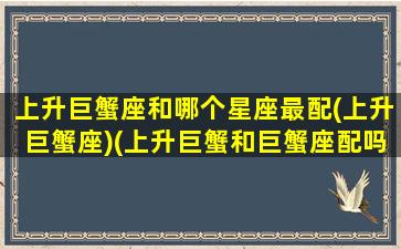 上升巨蟹座和哪个星座最配(上升巨蟹座)(上升巨蟹和巨蟹座配吗)