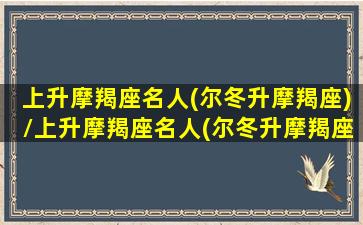 上升摩羯座名人(尔冬升摩羯座)/上升摩羯座名人(尔冬升摩羯座)-我的网站