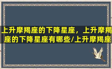 上升摩羯座的下降星座，上升摩羯座的下降星座有哪些/上升摩羯座的下降星座，上升摩羯座的下降星座有哪些-我的网站