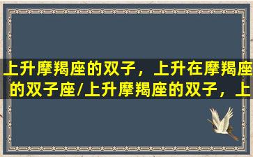 上升摩羯座的双子，上升在摩羯座的双子座/上升摩羯座的双子，上升在摩羯座的双子座-我的网站