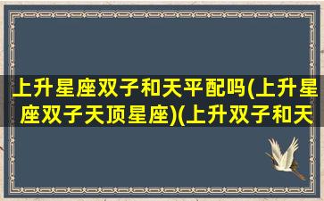 上升星座双子和天平配吗(上升星座双子天顶星座)(上升双子和天秤座配吗)