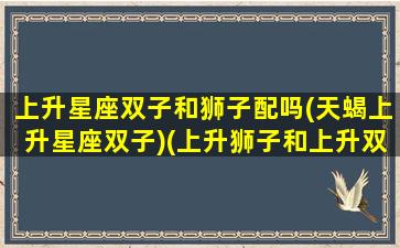 上升星座双子和狮子配吗(天蝎上升星座双子)(上升狮子和上升双子座合适吗)