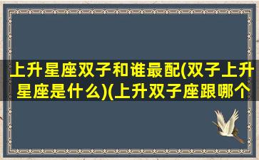 上升星座双子和谁最配(双子上升星座是什么)(上升双子座跟哪个星座配对)