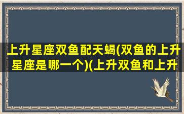 上升星座双鱼配天蝎(双鱼的上升星座是哪一个)(上升双鱼和上升天蝎配对)