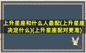 上升星座和什么人最配(上升星座决定什么)(上升星座配对更准)