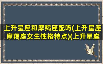 上升星座和摩羯座配吗(上升星座摩羯座女生性格特点)(上升星座摩羯座和什么座最配)