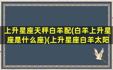 上升星座天秤白羊配(白羊上升星座是什么座)(上升星座白羊太阳星座天秤)