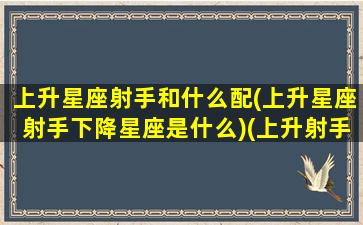 上升星座射手和什么配(上升星座射手下降星座是什么)(上升射手最佳配对)