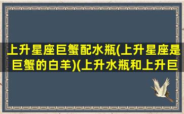 上升星座巨蟹配水瓶(上升星座是巨蟹的白羊)(上升水瓶和上升巨蟹分不清)