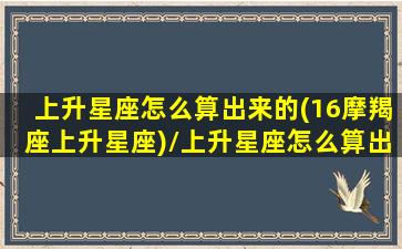 上升星座怎么算出来的(16摩羯座上升星座)/上升星座怎么算出来的(16摩羯座上升星座)-我的网站