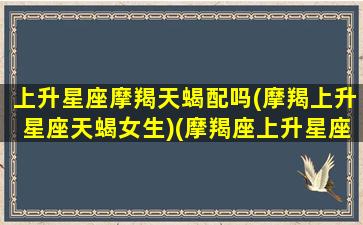 上升星座摩羯天蝎配吗(摩羯上升星座天蝎女生)(摩羯座上升星座是天蝎座女生)