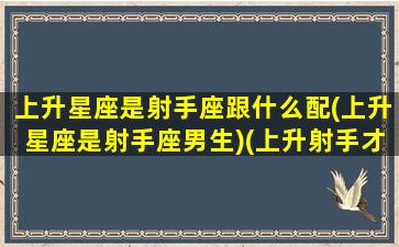 上升星座是射手座跟什么配(上升星座是射手座男生)(上升射手才是真正的射手)