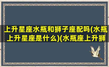 上升星座水瓶和狮子座配吗(水瓶上升星座是什么)(水瓶座上升狮子座性格)