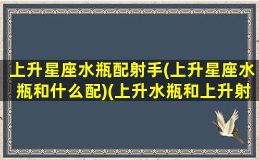 上升星座水瓶配射手(上升星座水瓶和什么配)(上升水瓶和上升射手谁更浪)