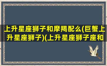 上升星座狮子和摩羯配么(巨蟹上升星座狮子)(上升星座狮子座和巨蟹座)