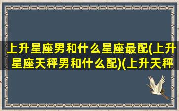 上升星座男和什么星座最配(上升星座天秤男和什么配)(上升天秤座男生配对)