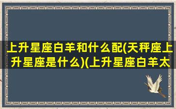 上升星座白羊和什么配(天秤座上升星座是什么)(上升星座白羊太阳星座天秤)