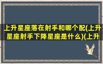 上升星座落在射手和哪个配(上升星座射手下降星座是什么)(上升星座在射手座的人的伴侣是如何的)