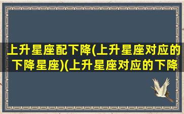 上升星座配下降(上升星座对应的下降星座)(上升星座对应的下降星座查询)