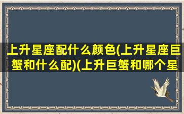 上升星座配什么颜色(上升星座巨蟹和什么配)(上升巨蟹和哪个星座最配)