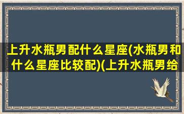 上升水瓶男配什么星座(水瓶男和什么星座比较配)(上升水瓶男给人的感觉)