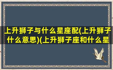 上升狮子与什么星座配(上升狮子什么意思)(上升狮子座和什么星座配对)