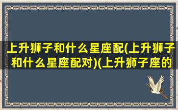 上升狮子和什么星座配(上升狮子和什么星座配对)(上升狮子座的配对)