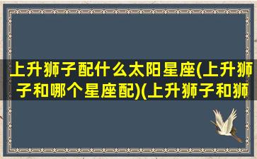 上升狮子配什么太阳星座(上升狮子和哪个星座配)(上升狮子和狮子座配吗)