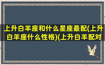 上升白羊座和什么星座最配(上升白羊座什么性格)(上升白羊配对星座)