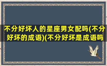 不分好坏人的星座男女配吗(不分好坏的成语)(不分好坏是成语吗)