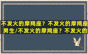 不发火的摩羯座？不发火的摩羯座男生/不发火的摩羯座？不发火的摩羯座男生-我的网站