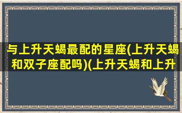 与上升天蝎最配的星座(上升天蝎和双子座配吗)(上升天蝎和上升天蝎配不配)