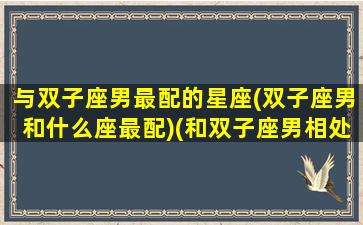 与双子座男最配的星座(双子座男和什么座最配)(和双子座男相处的禁忌)