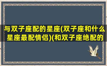 与双子座配的星座(双子座和什么星座最配情侣)(和双子座绝配的星座)