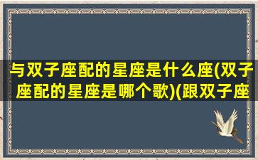 与双子座配的星座是什么座(双子座配的星座是哪个歌)(跟双子座配的星座)