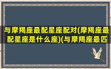 与摩羯座最配星座配对(摩羯座最配星座是什么座)(与摩羯座最匹配的星座是哪些)