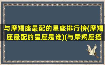 与摩羯座最配的星座排行榜(摩羯座最配的星座是谁)(与摩羯座搭配的星座)