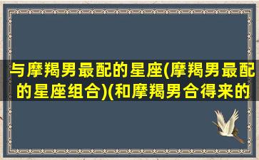 与摩羯男最配的星座(摩羯男最配的星座组合)(和摩羯男合得来的星座)