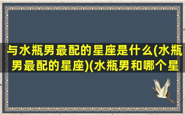 与水瓶男最配的星座是什么(水瓶男最配的星座)(水瓶男和哪个星座配对)